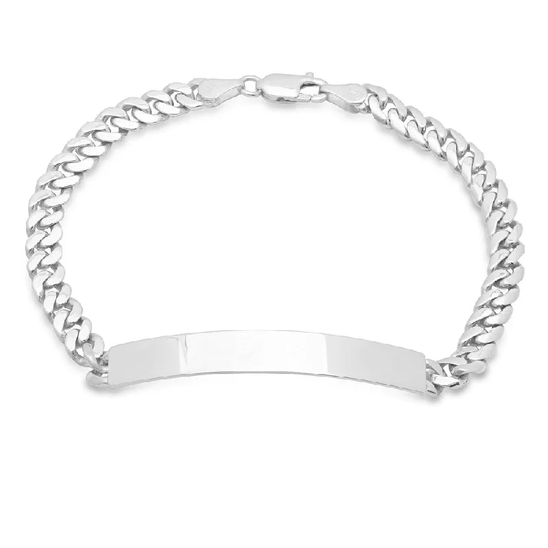 silver bracelet with engraved coordinates for memorable experience-Sterling Silver 5.5 mm Cuban Link ID Bracelet (7-9 Inch)