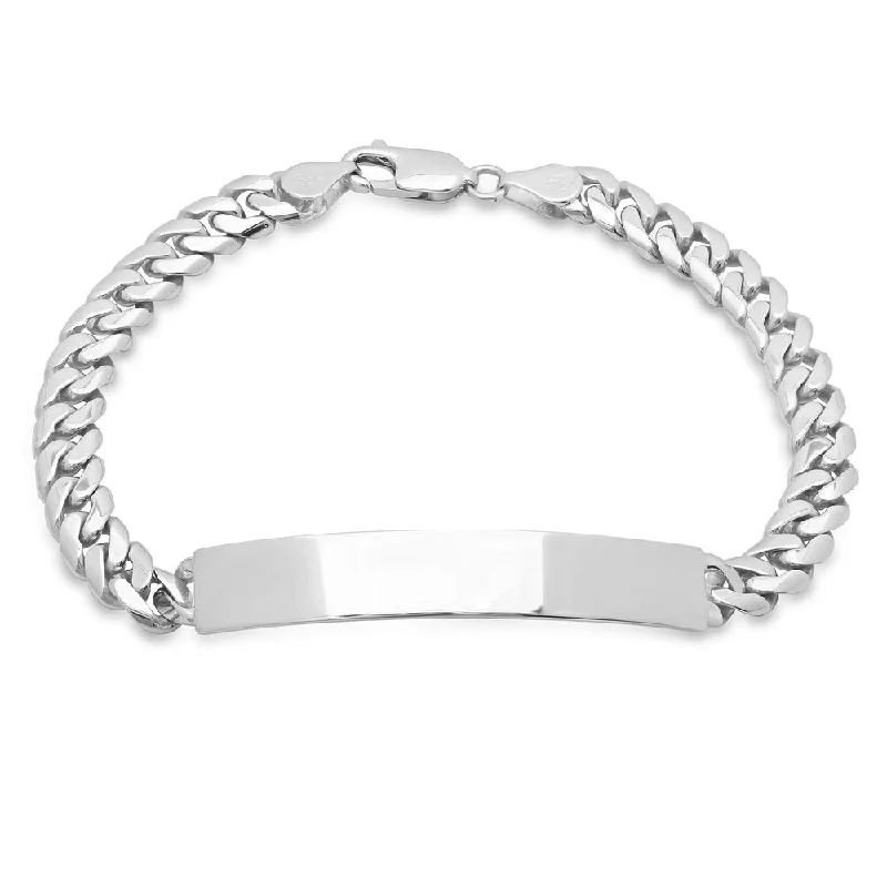 silver bracelet with engraving for anniversary gift with love-Sterling Silver 6.5 mm Cuban Link ID Bracelet (7-9 Inch)