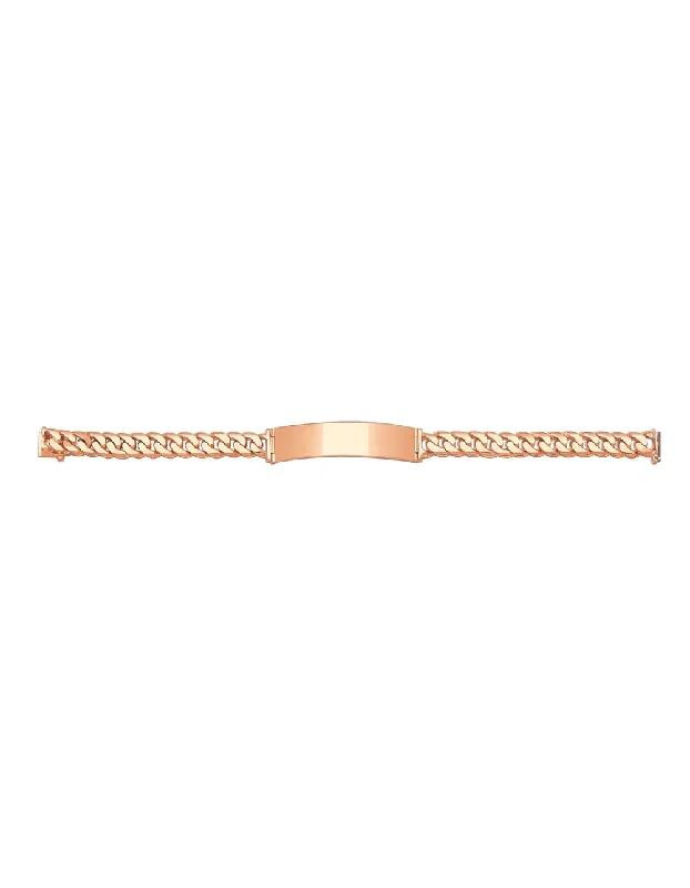 silver bracelet with initial charm for family and friends-14K Yellow Gold 8 mm Cuban Link ID Bracelet