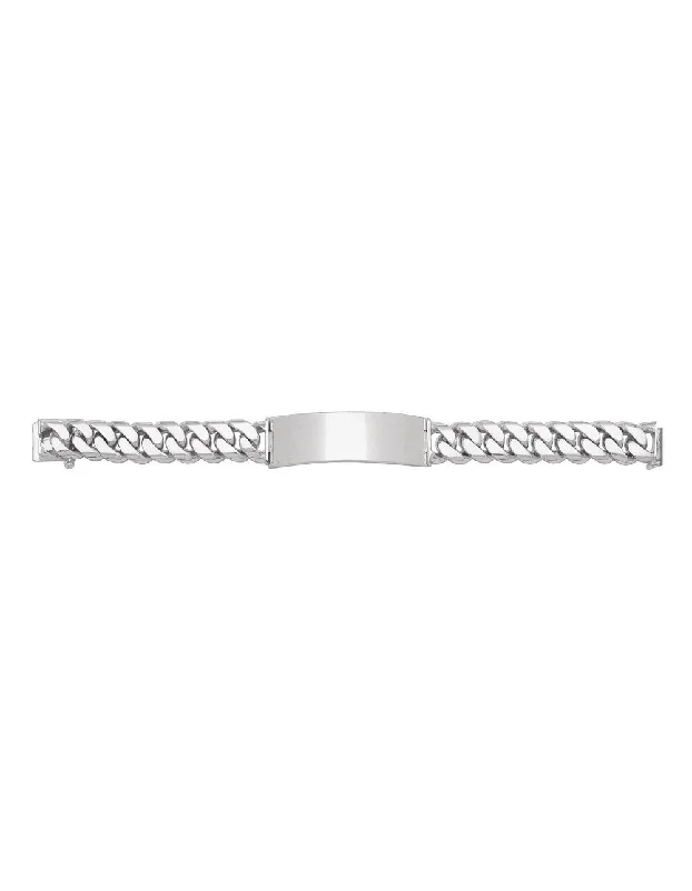 personalized bracelet with engraved coordinates for travel lovers-Sterling Silver 12 mm Cuban Link ID Bracelet (8-9 Inch)