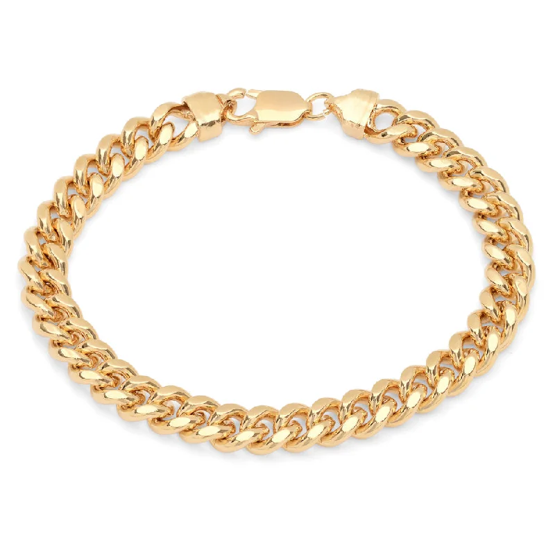 silver bracelet with heart-shaped charm for romantic gesture-Yellow Gold Plated 9 mm Miami Cuban Link Bracelet (8.5 Inch)