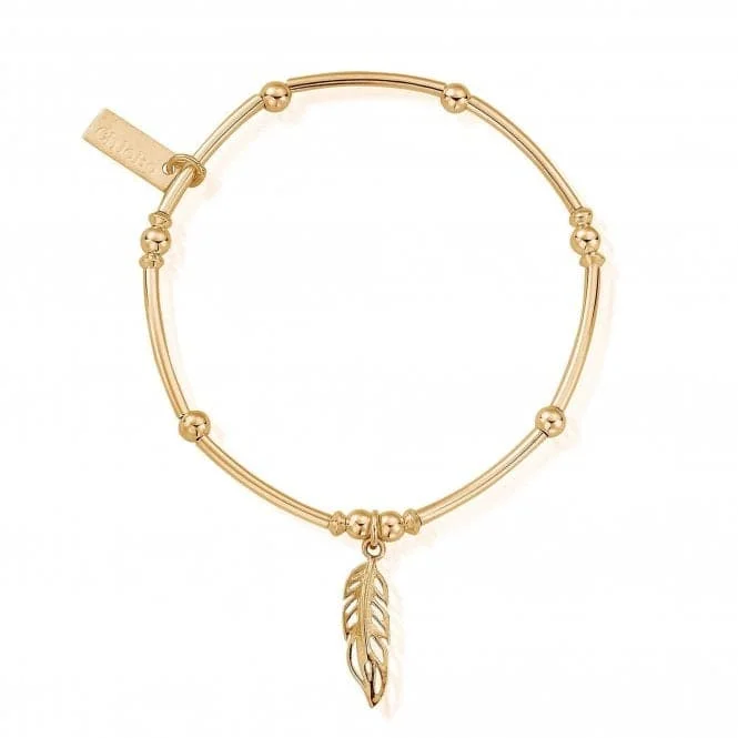 personalized bracelet with engraved coordinates for significant location-ChloBo Mini Noodle Ball Feather Bracelet GBMNB1089