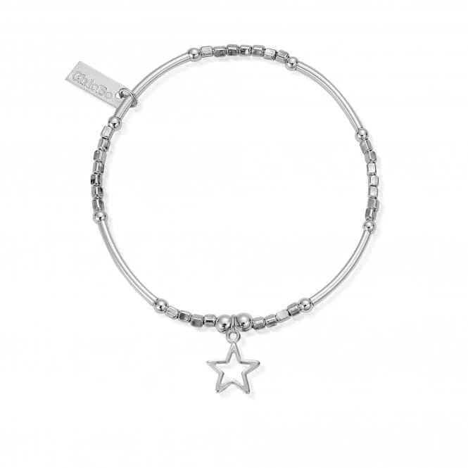 personalized bracelet with engraved message for motivational gift-ChloBo Mini Noodle Cube Small Open Star Charm SBMNC097