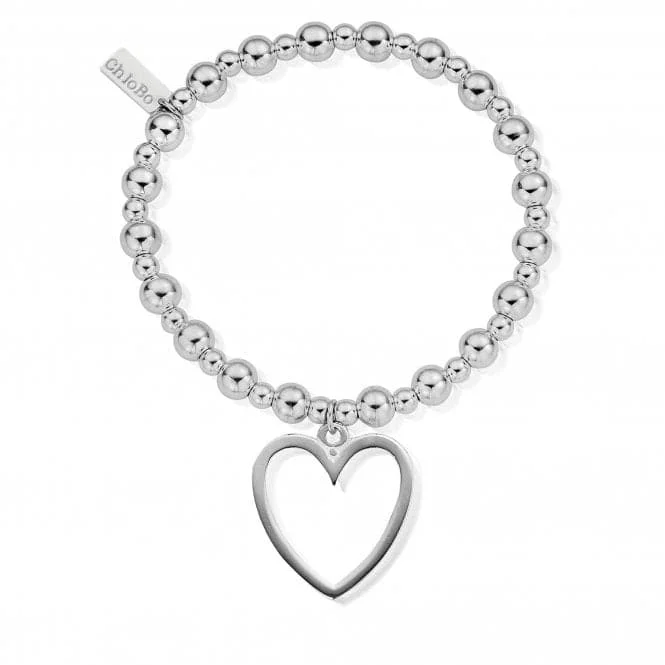 personalized bracelet with engraved initials for friendship gift-ChloBo Mini Small Ball Open Heart Bracelet SBMSB033