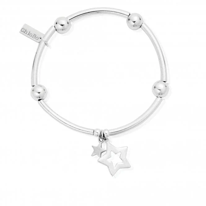 silver bracelet with gemstone beads for love and relationships-ChloBo Noodle Ball Double Star Bracelet SBNB806812