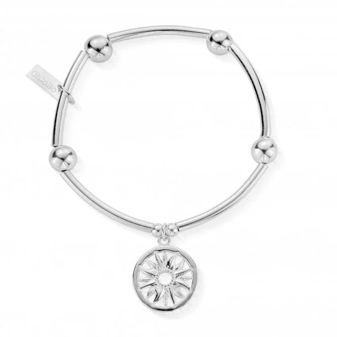 silver bracelet with angel wing charm for protection-ChloBo Noodle Ball Sun Mandala SBNB576