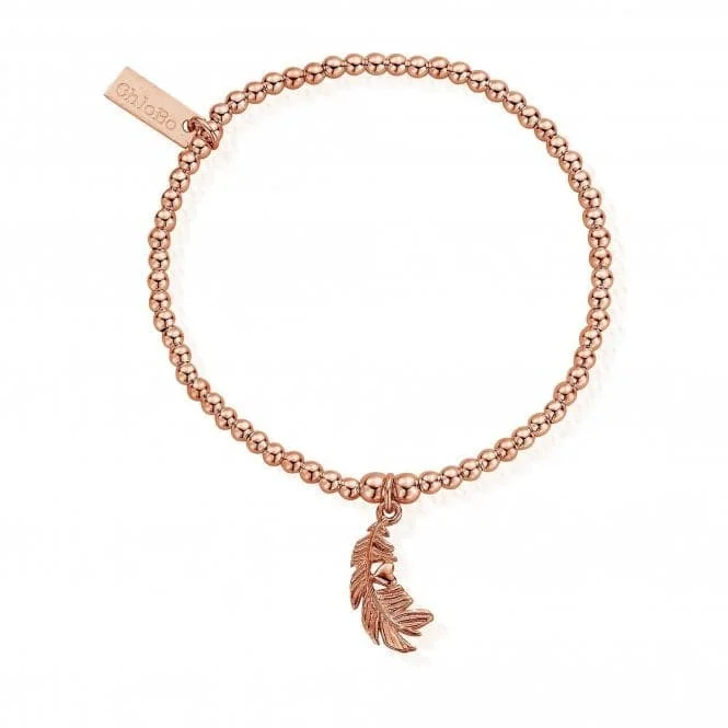 custom bracelet with meaningful symbols for spiritual healing-ChloBo Rose Gold Cute Charm feather Heart Bracelet RBCC597