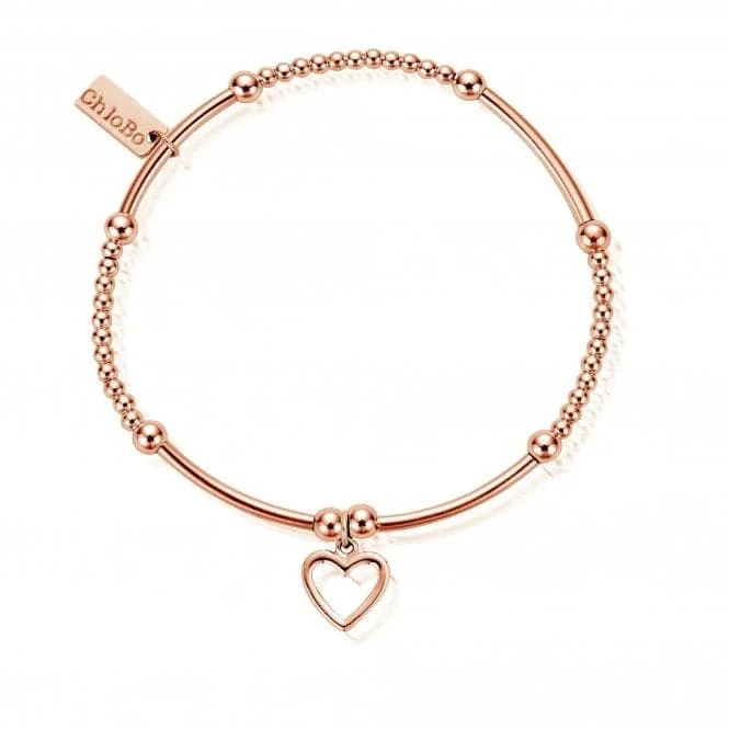 adjustable bracelet with gemstone charm for health and wellness-ChloBo Rose Gold Cute Mini Open Heart Bracelet RBCM1084