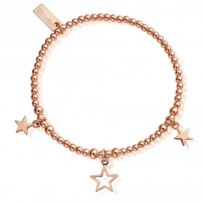 custom bracelet with gemstone for grounding and protection-ChloBo Rose Gold Triple Star Bracelet RBSB1066802