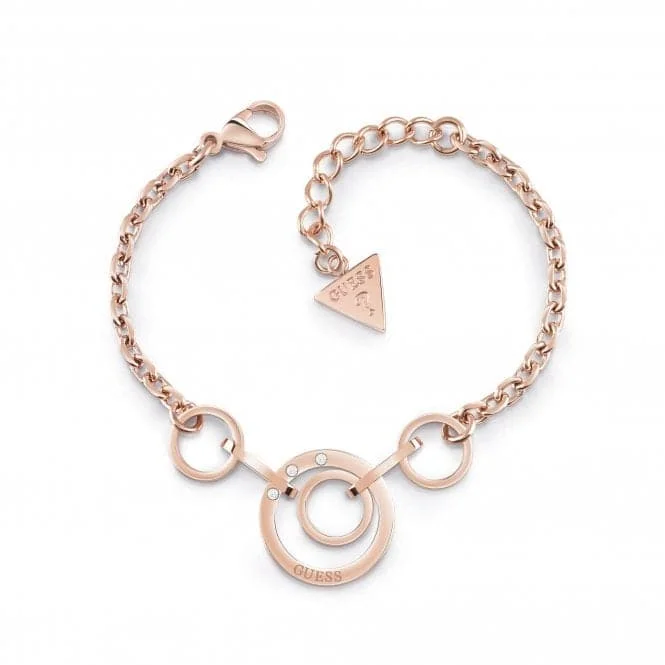 personalized bracelet with engraved name for best friend-Chain Circles Rose Gold Bracelet UBB29029-L