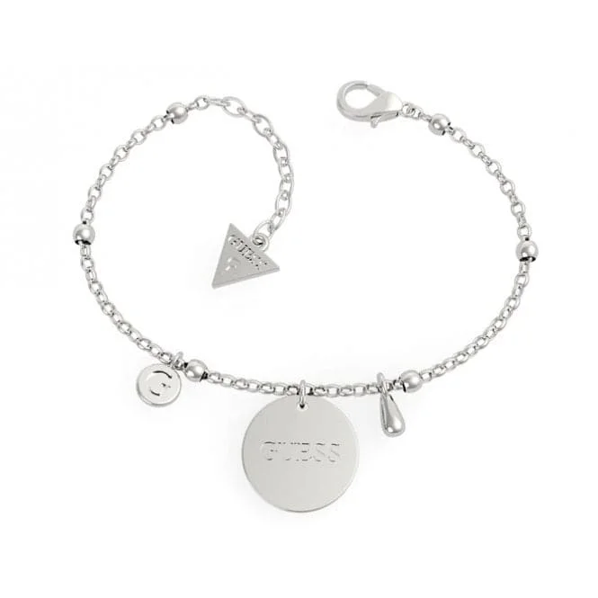 personalized silver bracelet with initial charms for loved ones-Peony Art Chain & Charms Silver Bracelet UBB29117-L