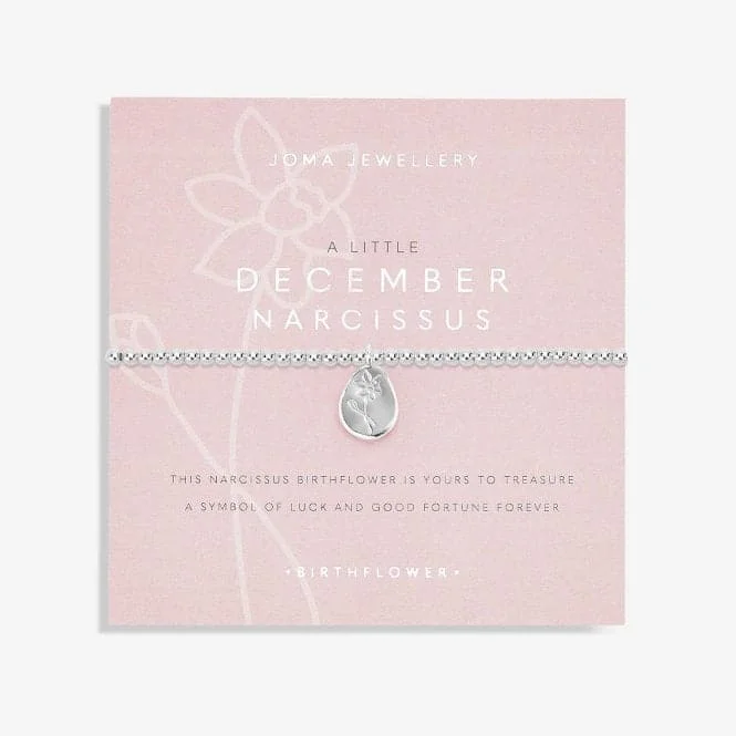 silver bracelet with heart charm for love and affection-Birthflower A Little 'December' Bracelet 5636