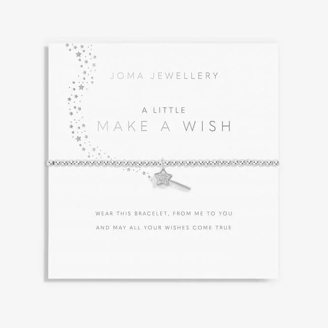 silver bracelet with engraved initials for wedding keepsake-Children's A Little 'Make A Wish' Bracelet C566