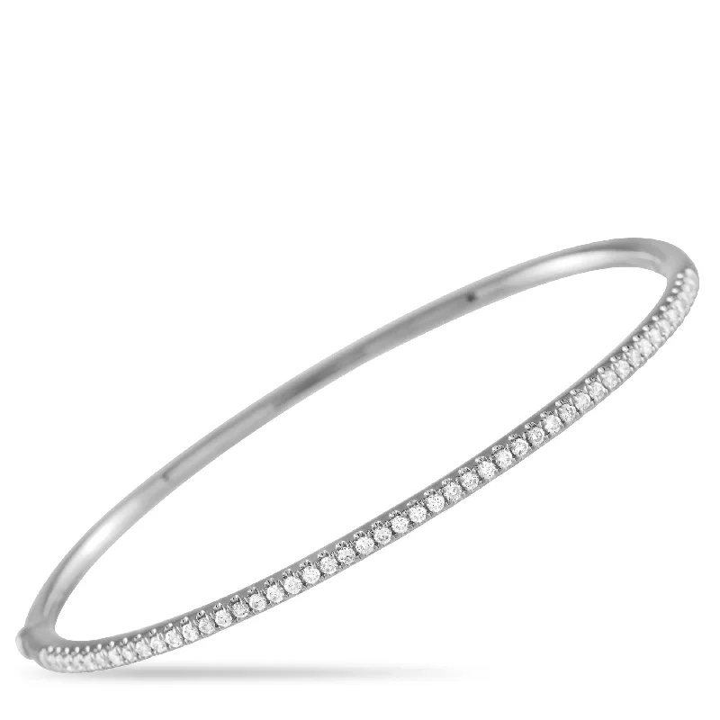 personalized bracelet with engraved initials for family-LB Exclusive 18K White Gold 0.50ct Half-Eternity Bangle Bracelet ALB-15074