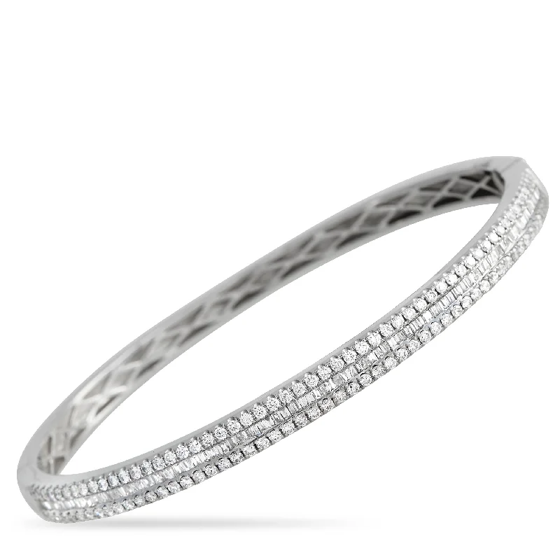 custom bracelet with engraved initials for family keepsake-LB Exclusive 18K White Gold 1.70 ct Diamond Bangle Bracelet