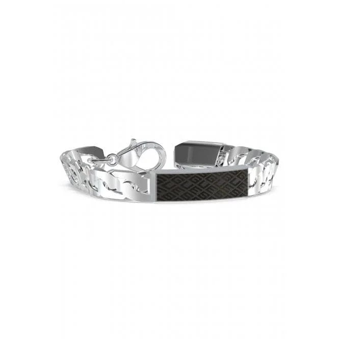 custom bracelet with engraved initials for personal connection-Mens King's Road Silver Bracelet UXB03224STBKS