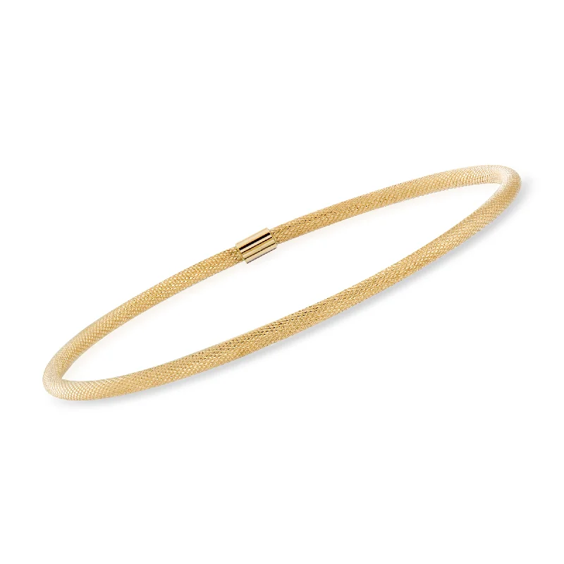 personalized bracelet with engraved message for motivational gift-Ross-Simons Italian 14kt Yellow Gold Textured Bangle Bracelet