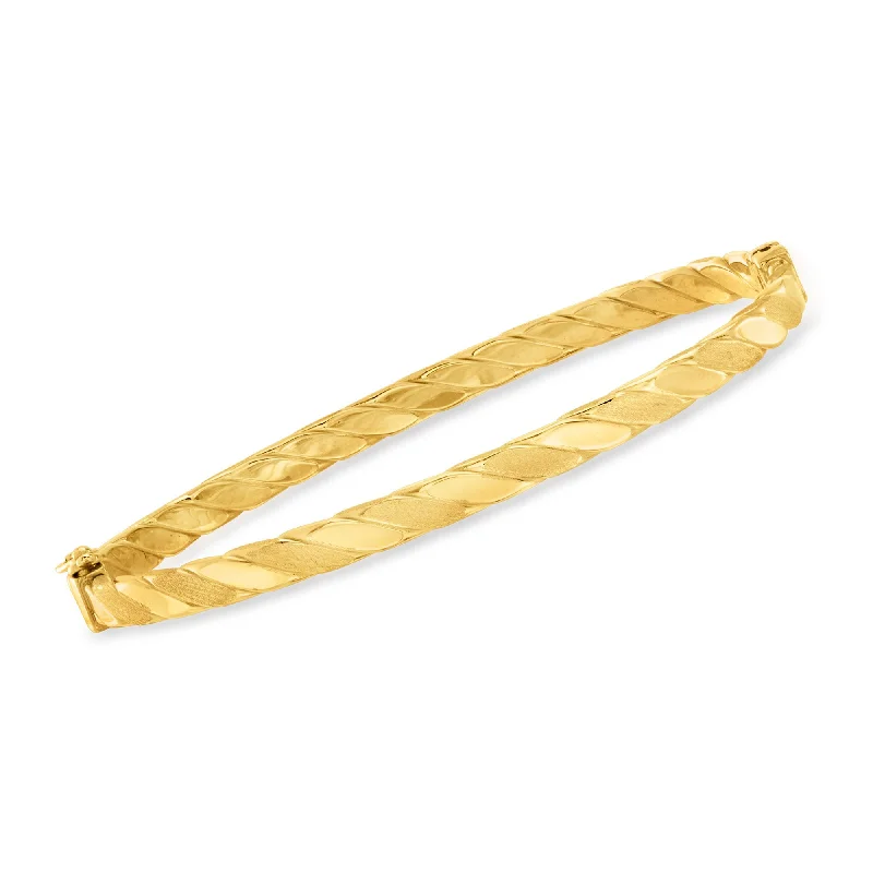 silver bracelet with healing stones for calming energy-Ross-Simons Italian 14kt Yellow Gold Twisted Bangle Bracelet