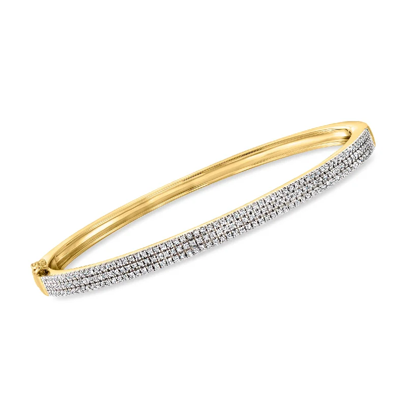 personalized bracelet with engraved initials for special gifts-Ross-Simons Pave Diamond Bangle Bracelet in 18kt Gold Over Sterling