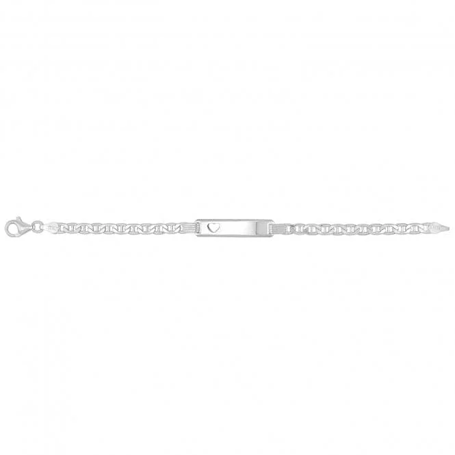 silver bracelet with initial charm for family and friends-Acotis Silver Babies Anchor Heart ID Bracelet G2226