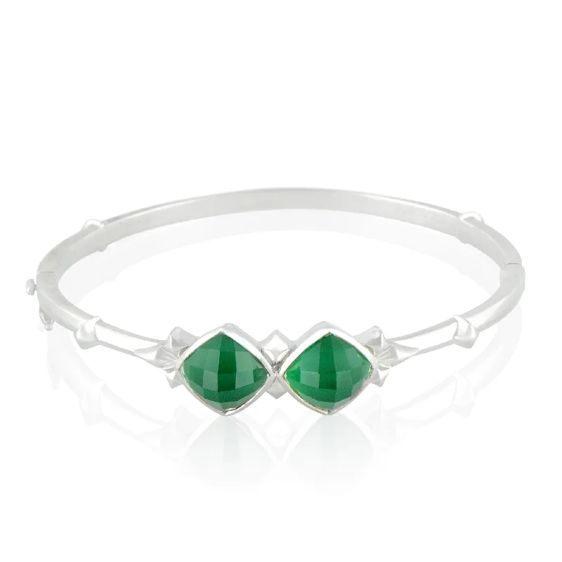 silver bracelet with heart-shaped charm for romantic gesture-Stephen Webster Silver Chrysoprase and Quartz Bangle Bracelet