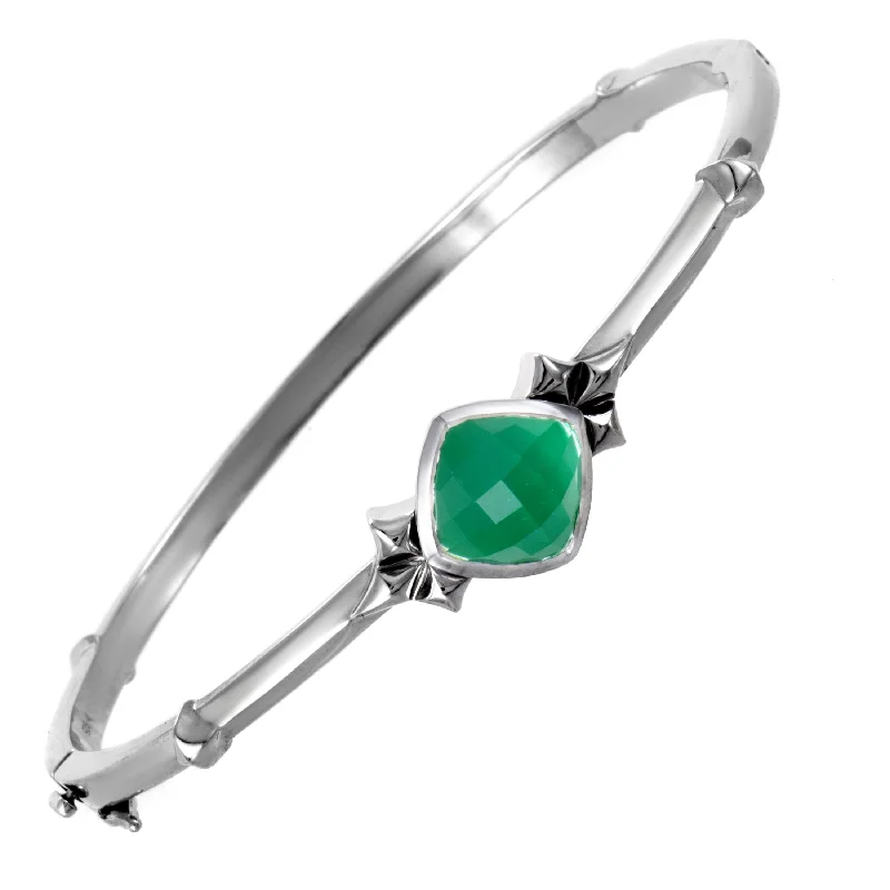 personalized bracelet for mom with engraved initials for family-Stephen Webster Superstud Silver Quartz and Chrysoprase Bangle Bracelet