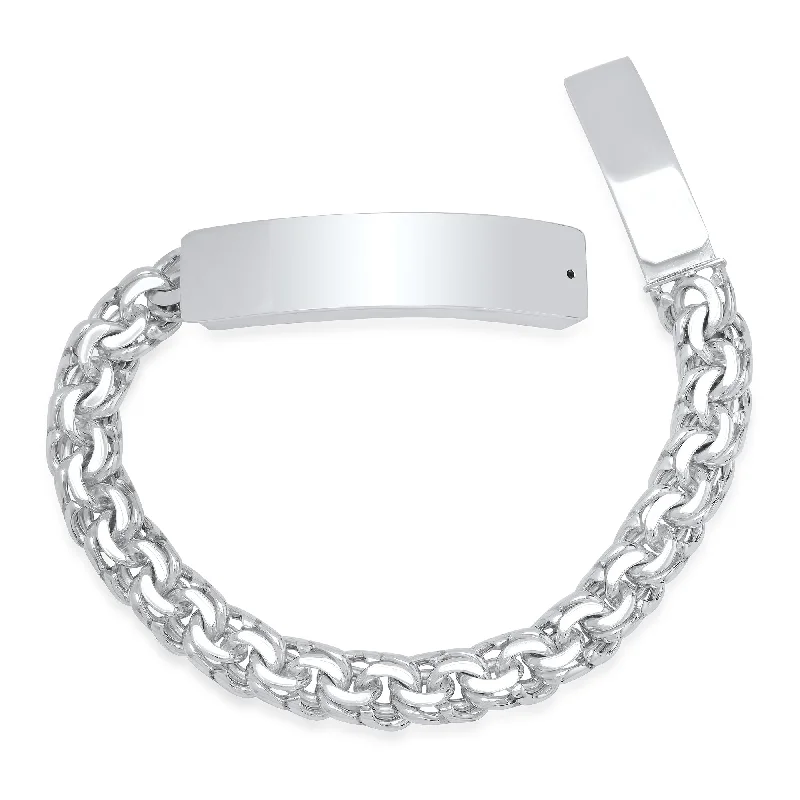 custom silver bracelet for meaningful gift with custom engraving-Sterling Silver Chino Link ID Bracelets