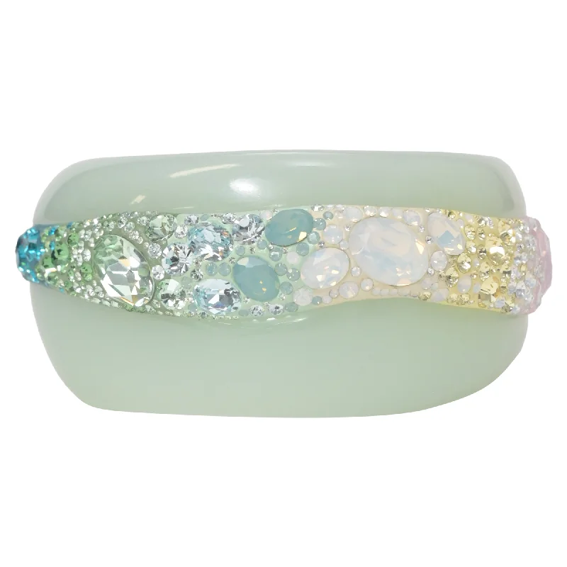 silver bracelet with charm for friendship and loyalty-Swarovski Jade Bangle in Mint Crystal