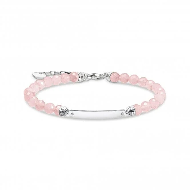 adjustable silver bracelet for layering with meaningful charms-Sterling Silver Pink Stones Bracelet A2042-637-9-L19V