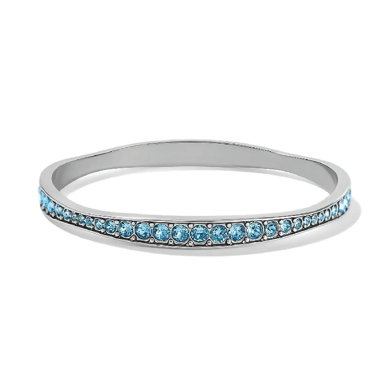 silver bracelet with heart charm for emotional connection-Women's Light Hearted Crystal Bangle In Aqua