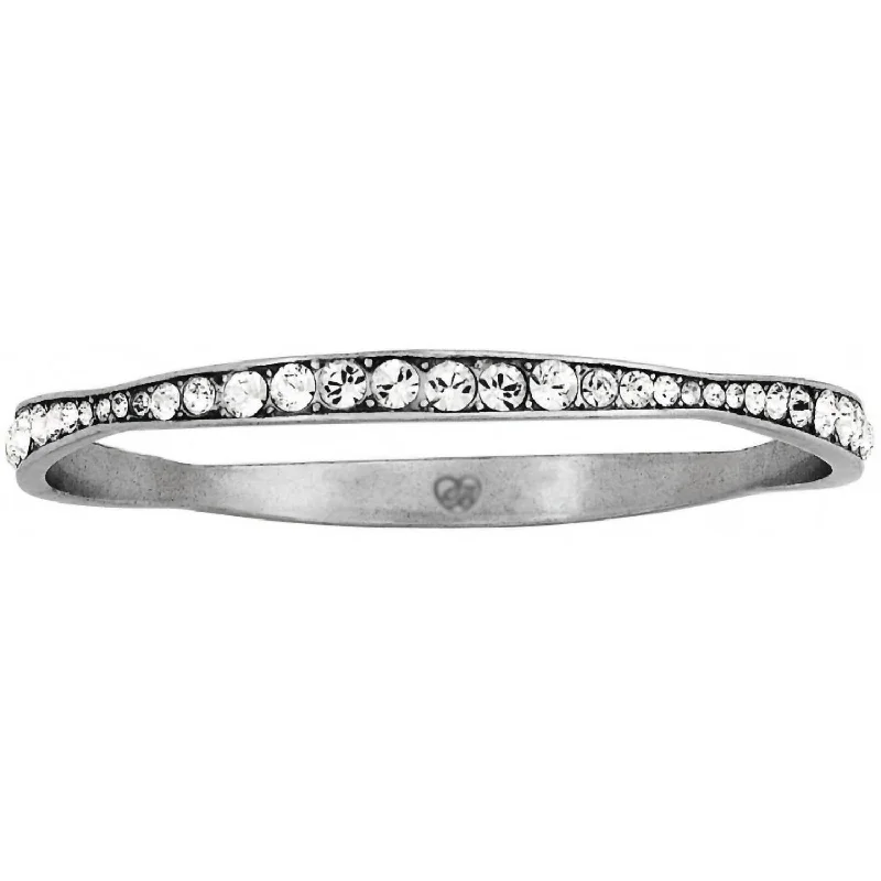 luxury gold bracelet with engraved date for special occasion-Women's Light Hearted Crystal Bangle In Silver