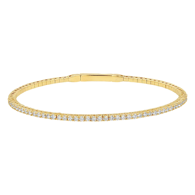 personalized bracelet with engraved coordinates for travel lovers-Flexible Diamond Tennis Bangle Bracelet