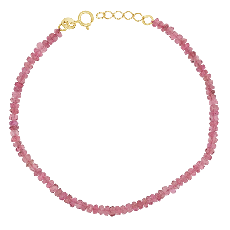 silver bracelet with gemstone beads for emotional stability-Pink Sapphire Beaded Bracelet