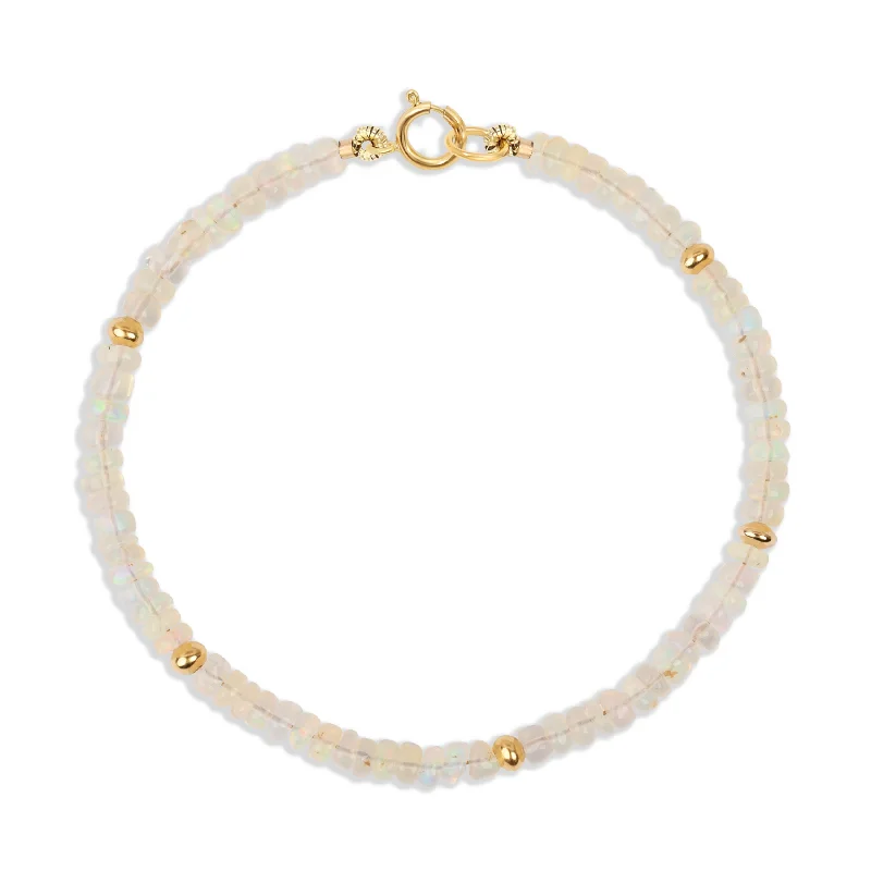 luxury gold bracelet with birthstone and personalized engraving-Endless Summer Bracelet - White Sands