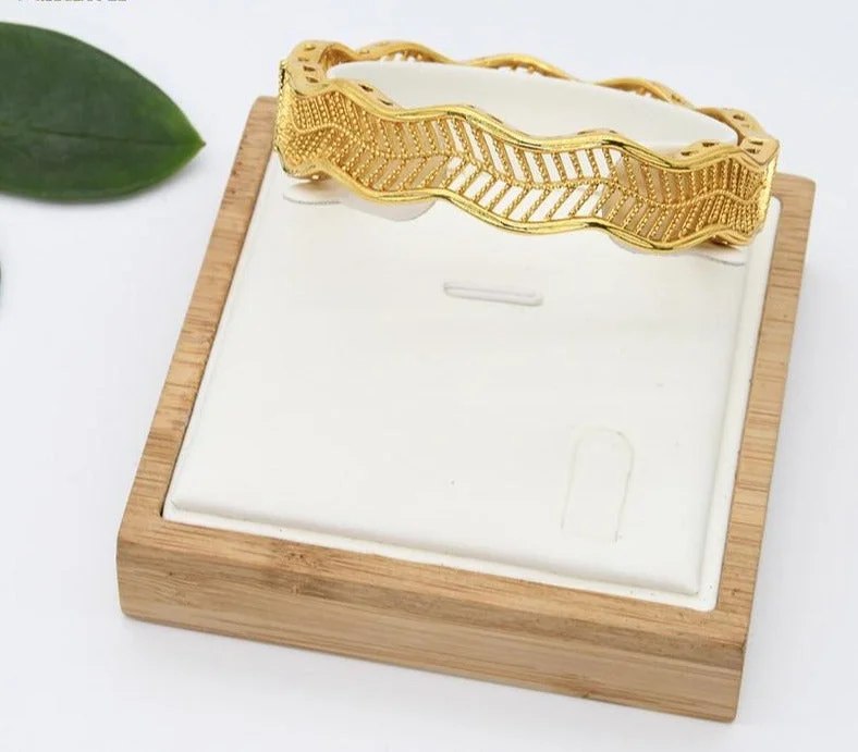 gold bracelet with engraved name for meaningful birthday gift-Luxury Brand Gold Color Turkish Bangles