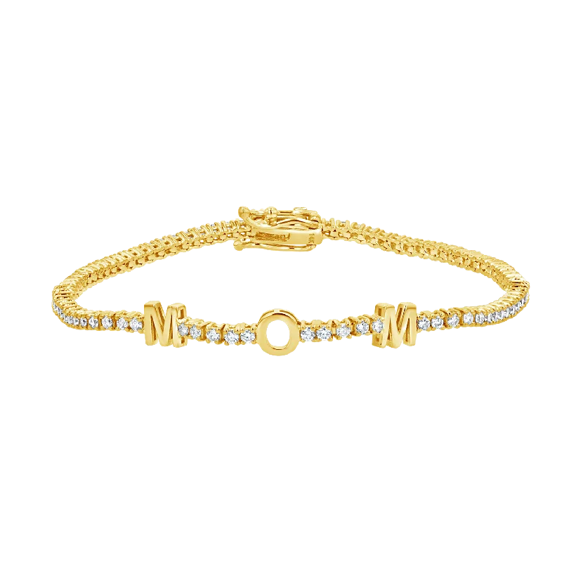 luxury gold bracelet with engraving for milestone gift-Signature Diamond Letter Tennis Bracelet