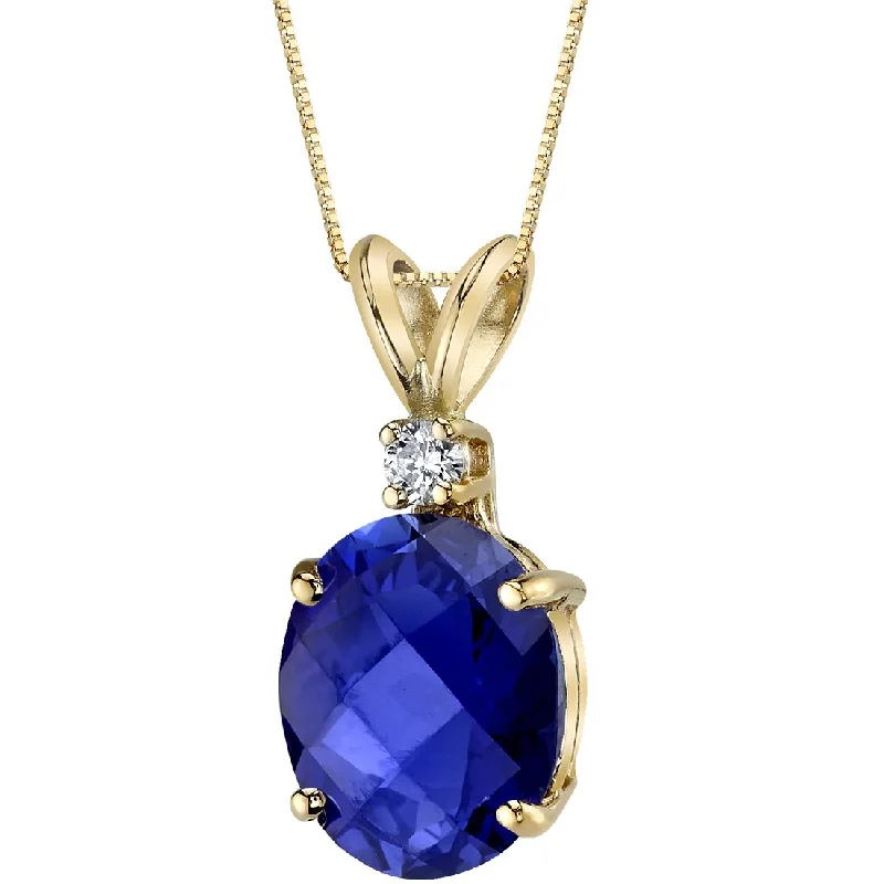 unique crystal pendant necklace for special occasions -Blue Sapphire and Diamond Pendant Necklace 14K Yellow Gold 3.63 Carats Oval