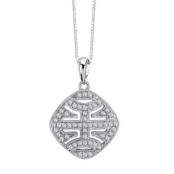 personalized crystal pendant necklace with nameplate -14k White Gold 1/4ct TDW Vintage Diamond Necklace (G-H, I1-I2)