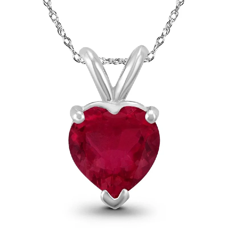 unique crystal pendant necklace for special occasions -14K White Gold 5MM Heart Ruby Pendant