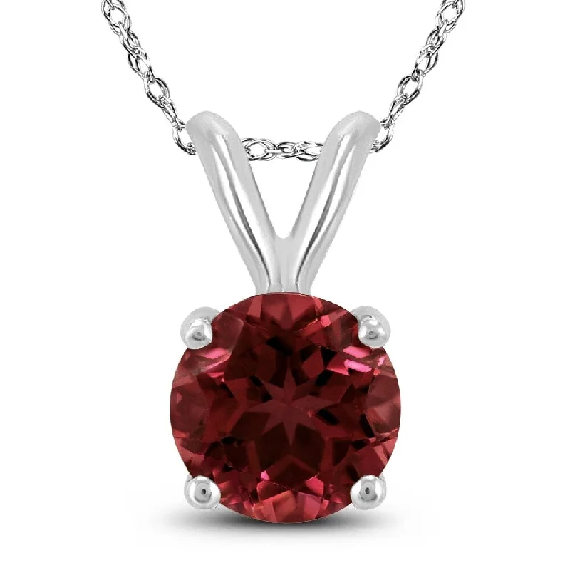 unique personalized pendant necklace for women -14K White Gold 6MM Round Garnet Pendant