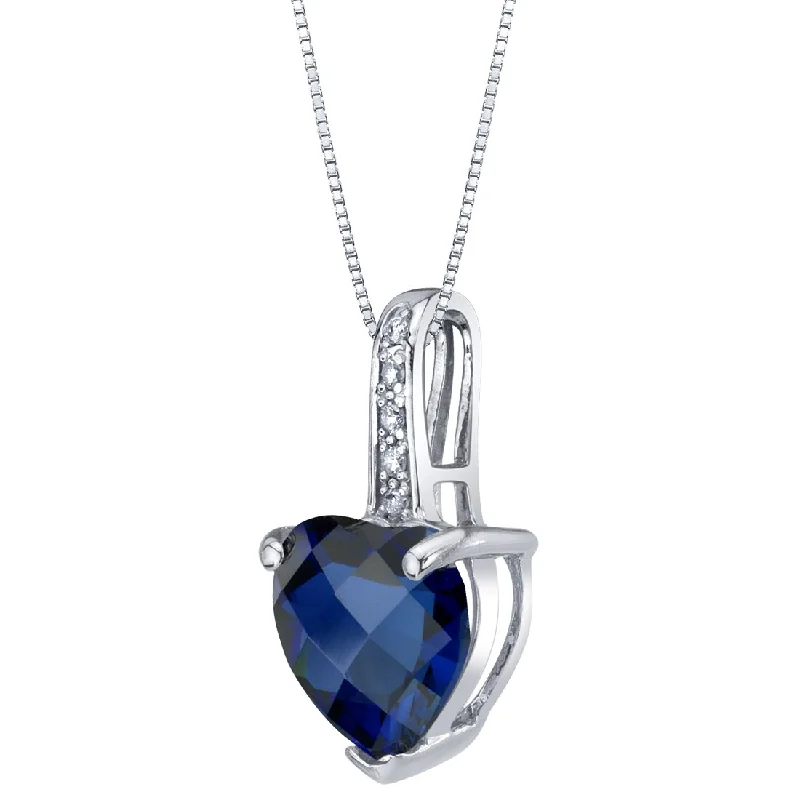 celestial pendant necklace with crystal for women -Heart Shape Swiss Blue Topaz and Diamond Pendant Necklace 14K White Gold 2.50 Carats