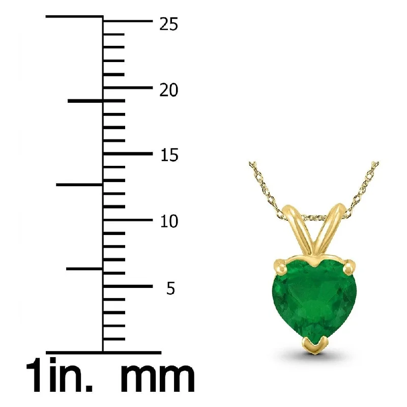 custom heart pendant necklace for anniversary -14K Yellow Gold 4MM Heart Emerald Pendant