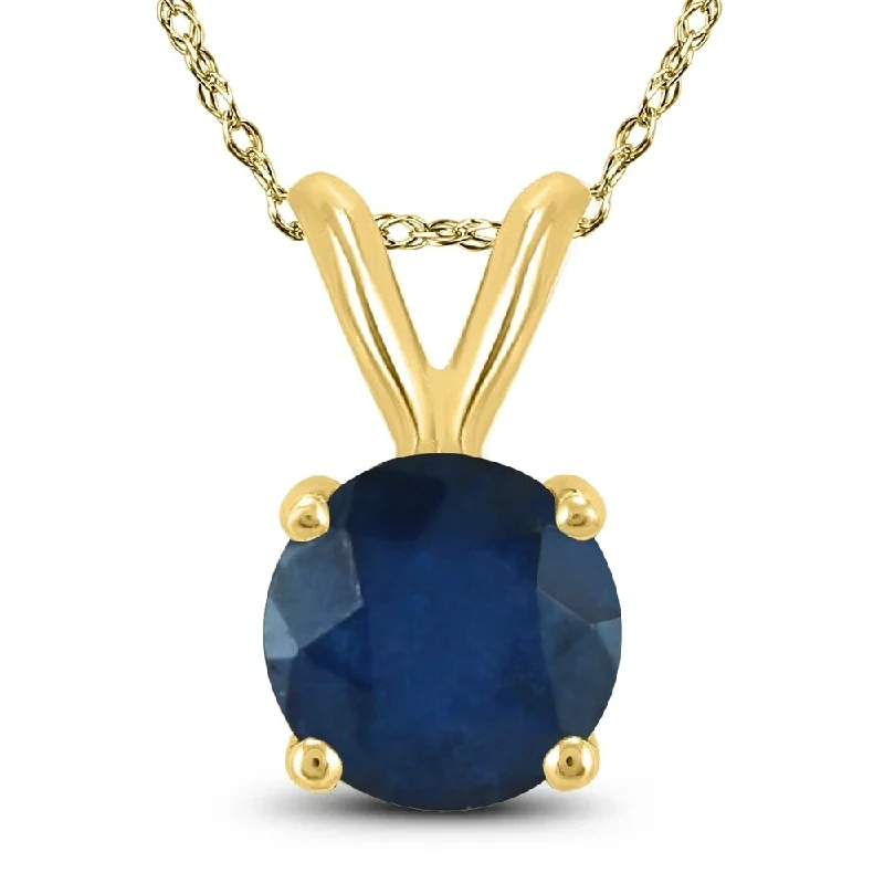 unique personalized pendant necklace for women -14K Yellow Gold 4MM Round Sapphire Pendant