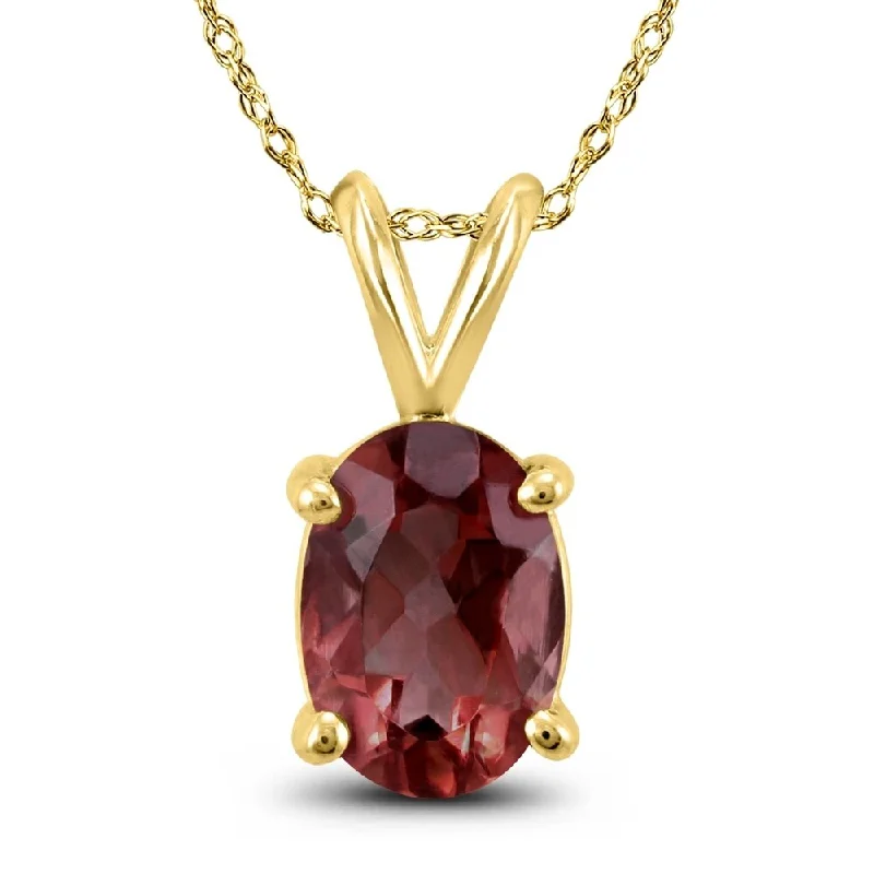 celestial pendant necklace with custom name -14K Yellow Gold 7x5MM Oval Garnet Pendant