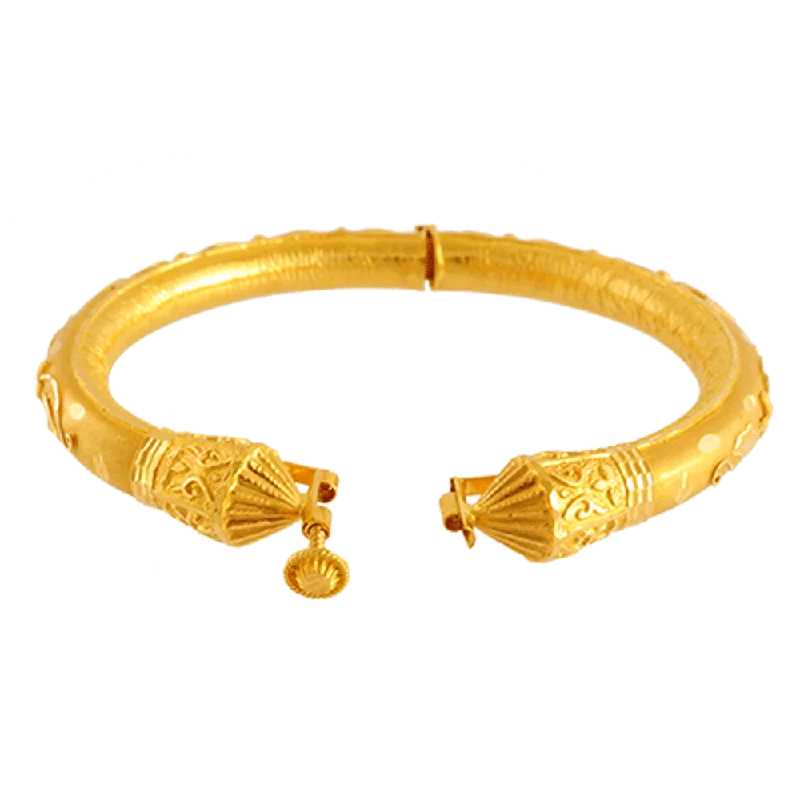 custom silver bracelet for men with engraved coordinates-22KT Yellow Gold Bangle For Women