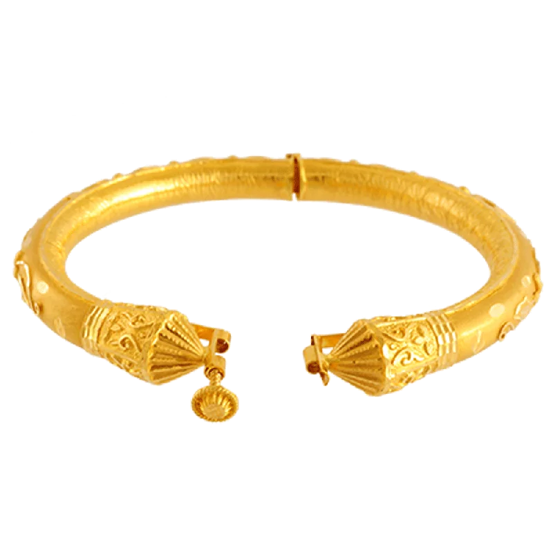 personalized bracelet with engraved date for special occasion-22KT Yellow Gold Bangle For Women