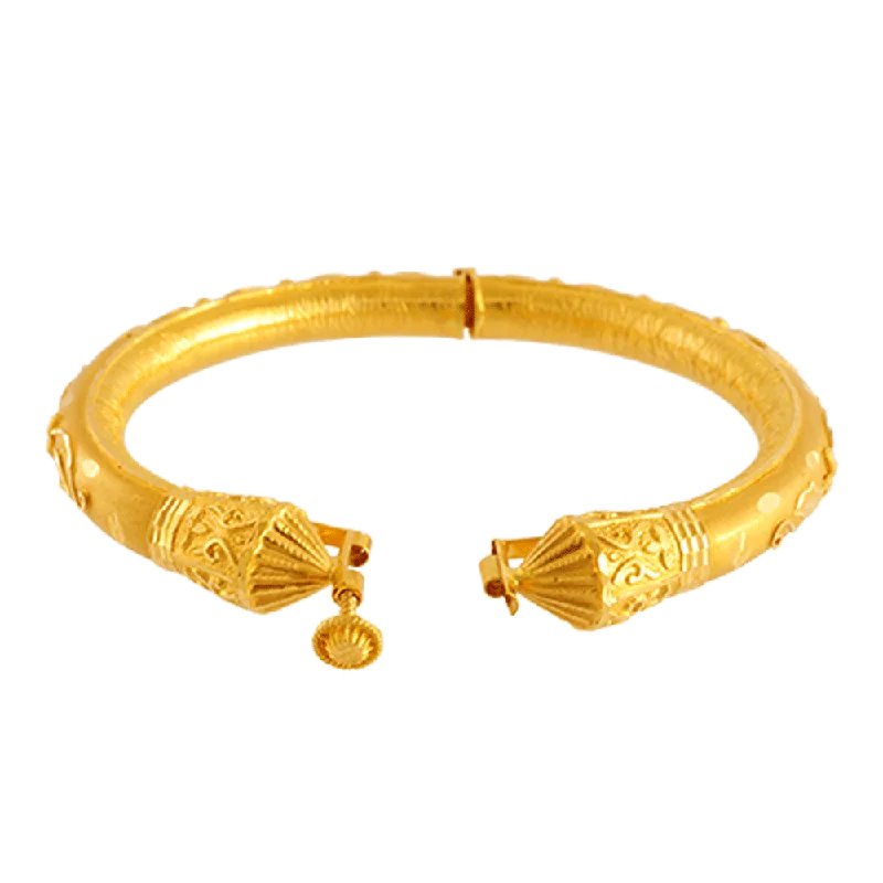 custom bracelet with engraved coordinates for travel keepsake-22KT Yellow Gold Bangle For Women