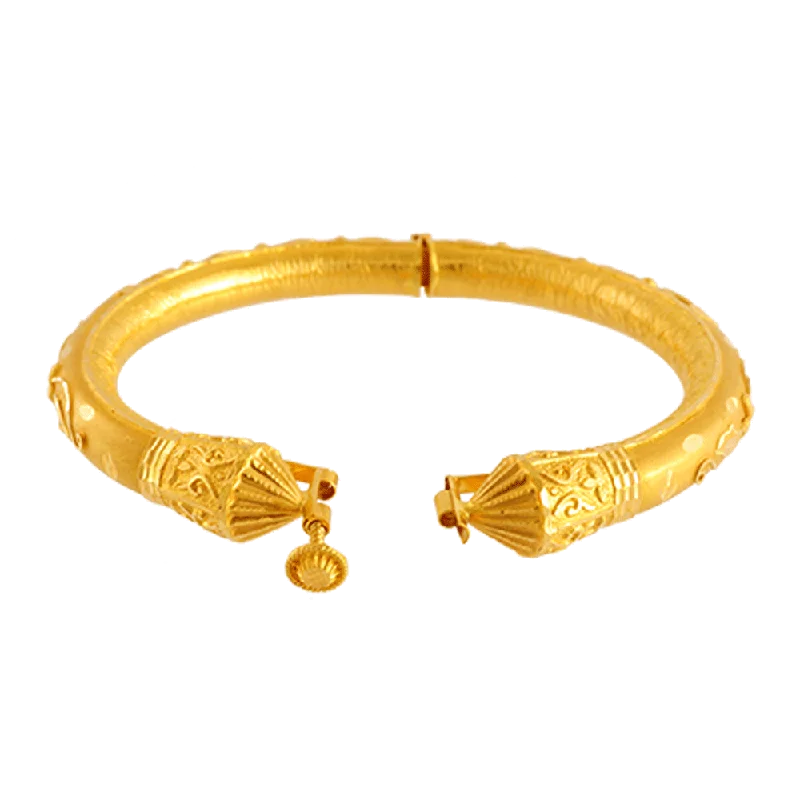 luxury gold bracelet with birthstone and personalized engraving-22KT Yellow Gold Bangle For Women