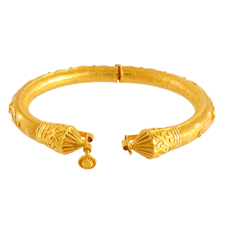 personalized leather bracelet for dad with engraved message-22KT Yellow Gold Bangle For Women