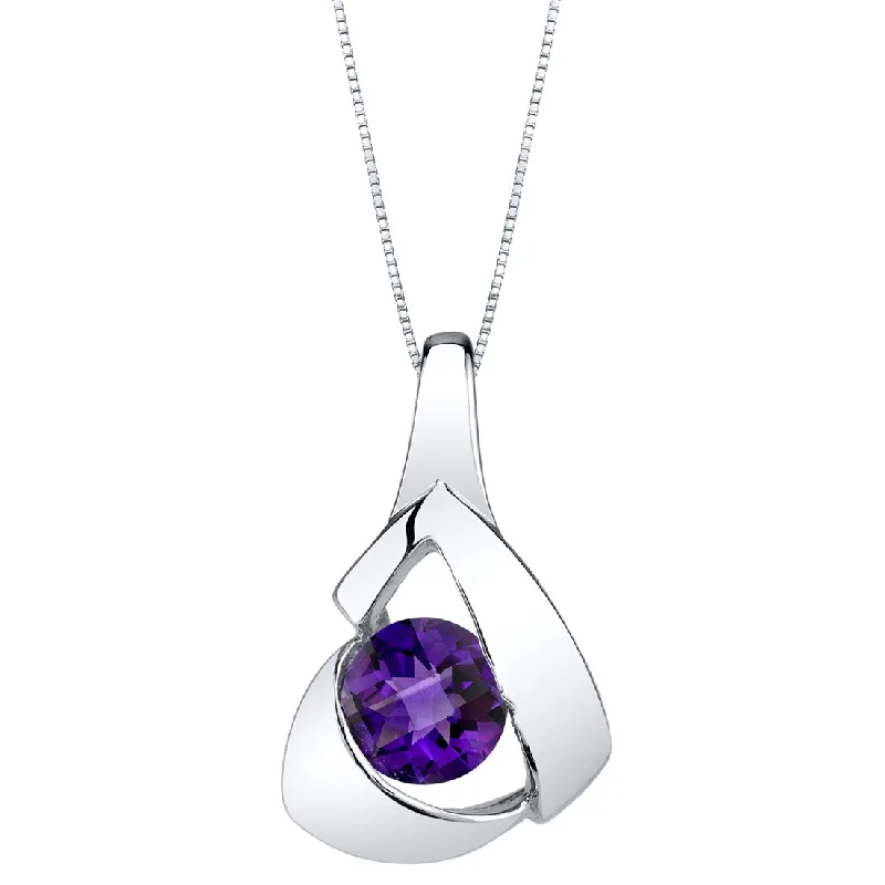 women’s pendant necklace with charm gold -Amethyst Sterling Silver Chiseled Pendant Necklace